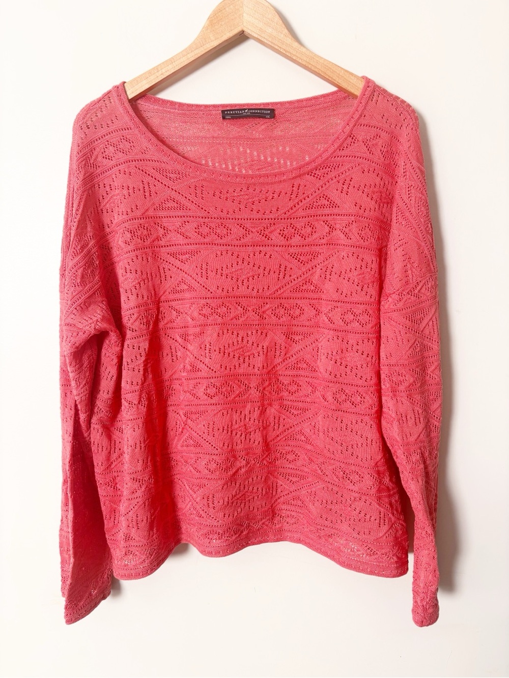 Peruvian Connection Coral lightweight cotton sweater beachwear size xxl